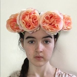 flower crown- large, pale pink/peach English roses